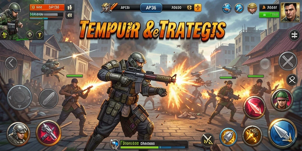 Screenshot dari gameplay epic di API36 dengan aksi tembak menembak.
