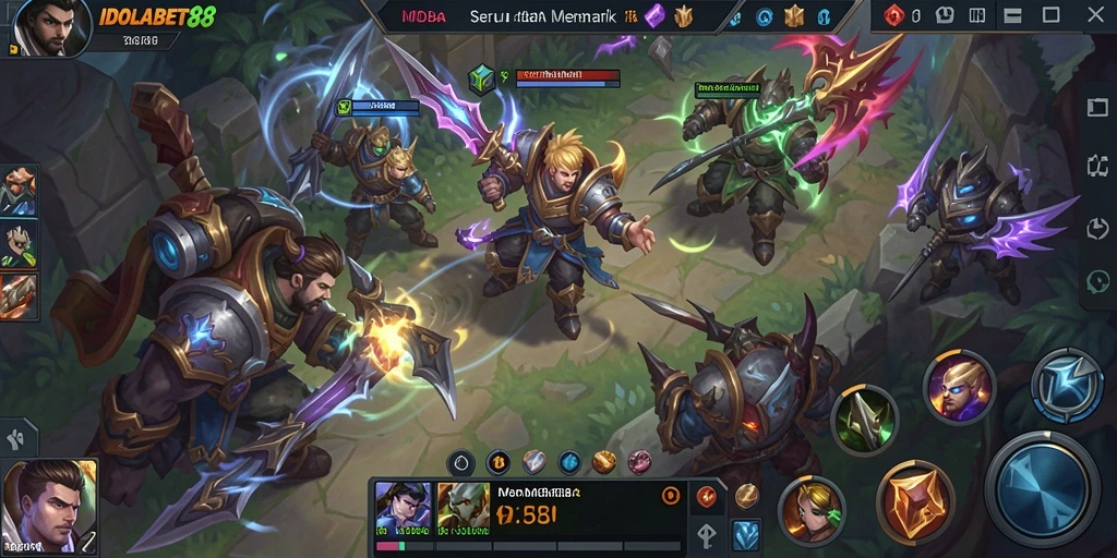 Gameplay seru IDOLABET88 yang penuh strategi dalam pertarungan MOBA.