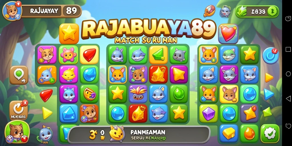 Tampilan gameplay seru di RAJABUAYA89 dengan kombinasi warna-warni.